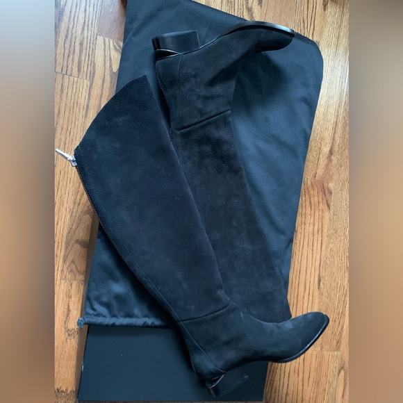 New Alexander Wang Sigrid Black Suede Tall Boots Cut out Heel Shoes - Picture 9 of 16